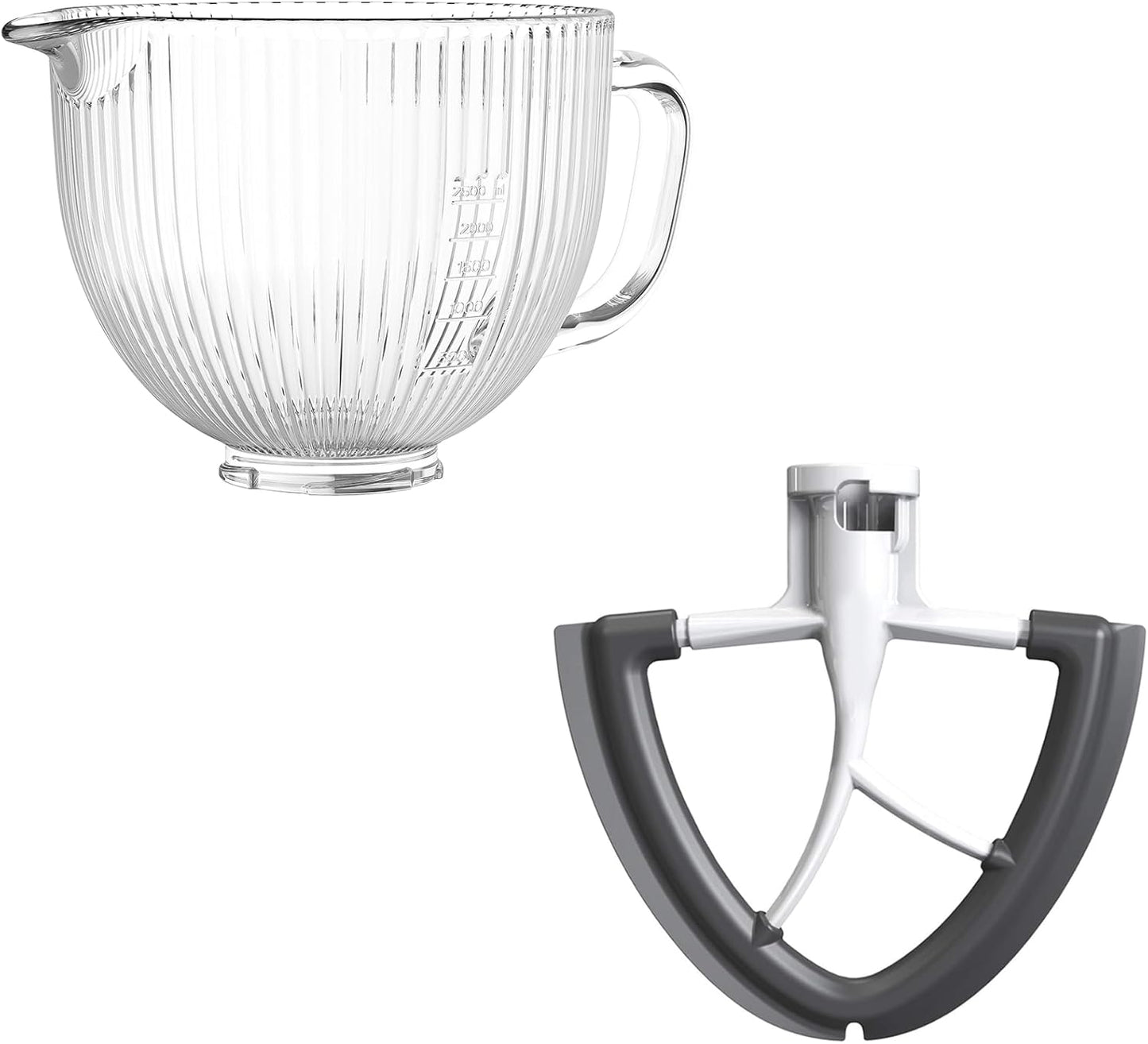 Tazón Vidrio Batidor Flexible para Mezcladora