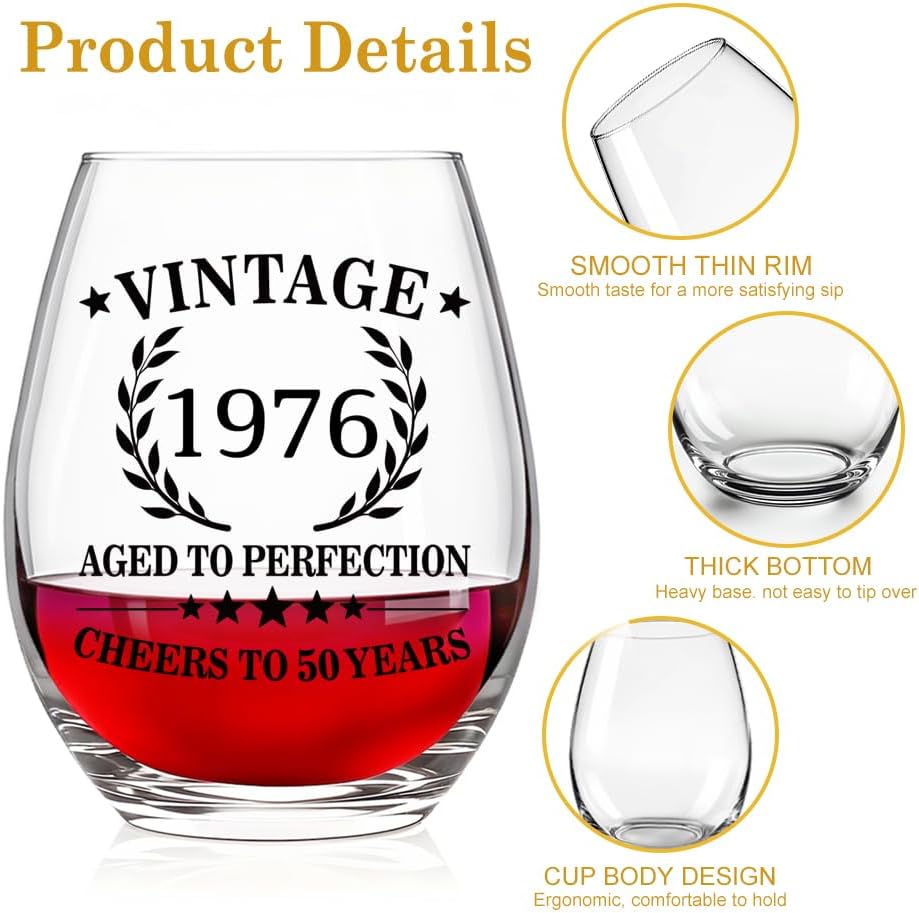 Copa de vino vintage edición limitada regalo 50 cumpleaños mujer