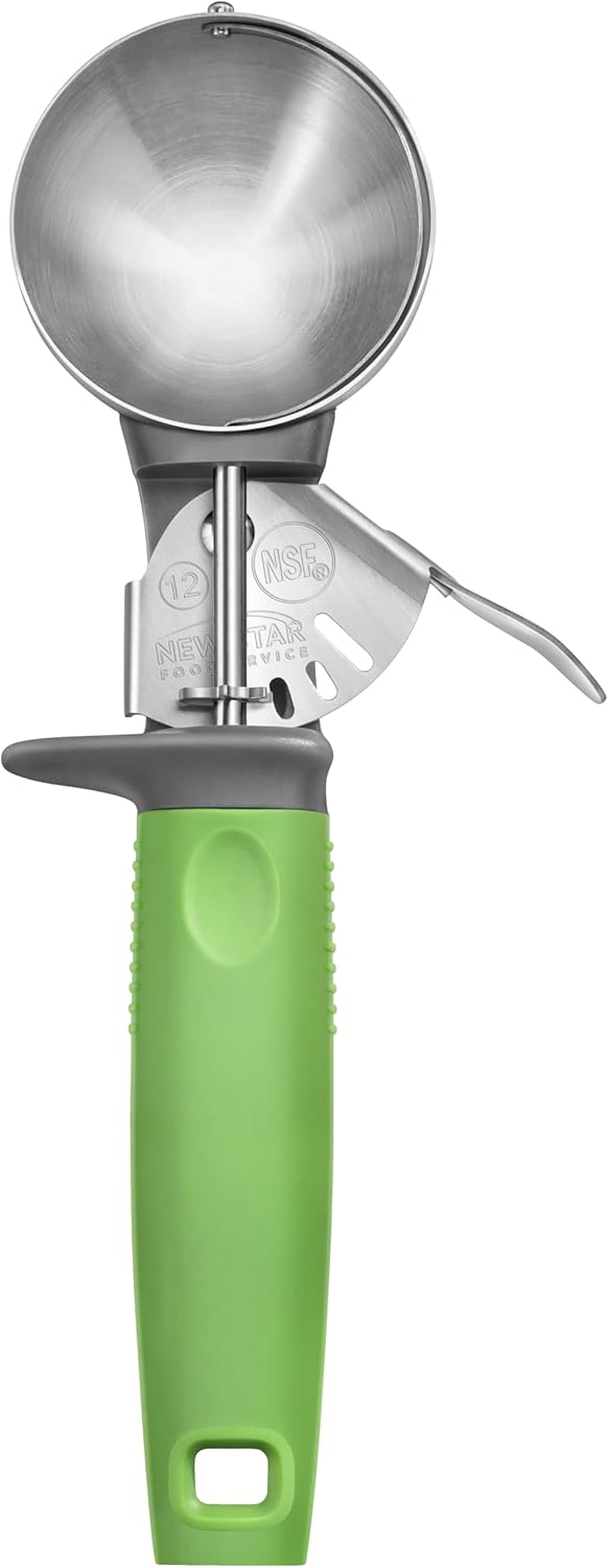 Cuchara de acero inoxidable 18-8 NSF con mango verde
