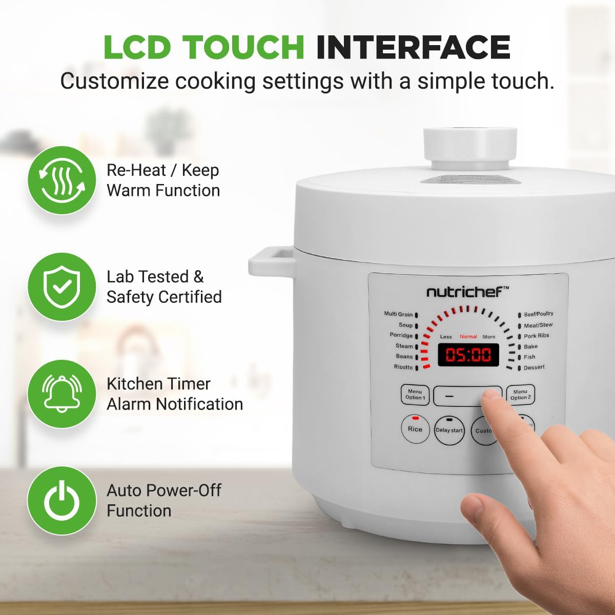 Olla a presión eléctrica digital 6qt 12 funciones ajustable blanco