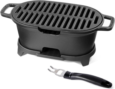 Parrilla Hibachi hierro fundido 11x6.7pulg portátil para acampar