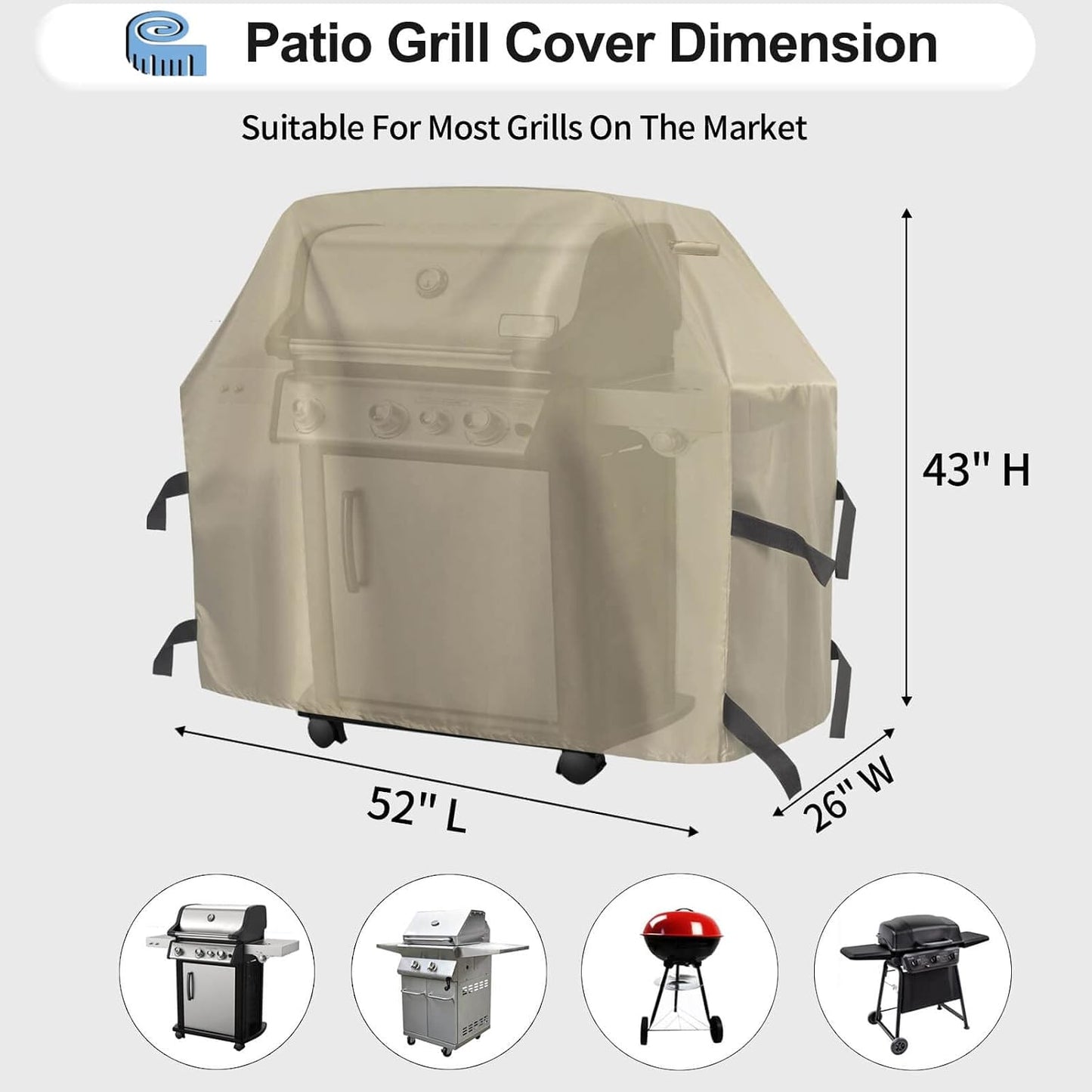Cubierta parrilla gas impermeable UV 52pulg