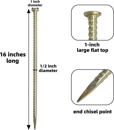 Estacas refuerzo 16pulg anclaje tierra acero galvanizado 1/2pulg