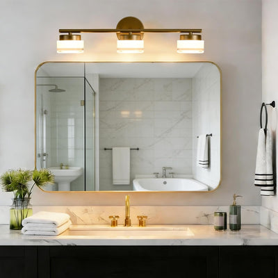 Lámpara LED 3 luces dorado baño pantalla acrílica vintage
