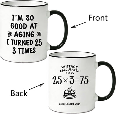 Taza de cumpleaños número 75 para mujer y hombre 11 oz regalo