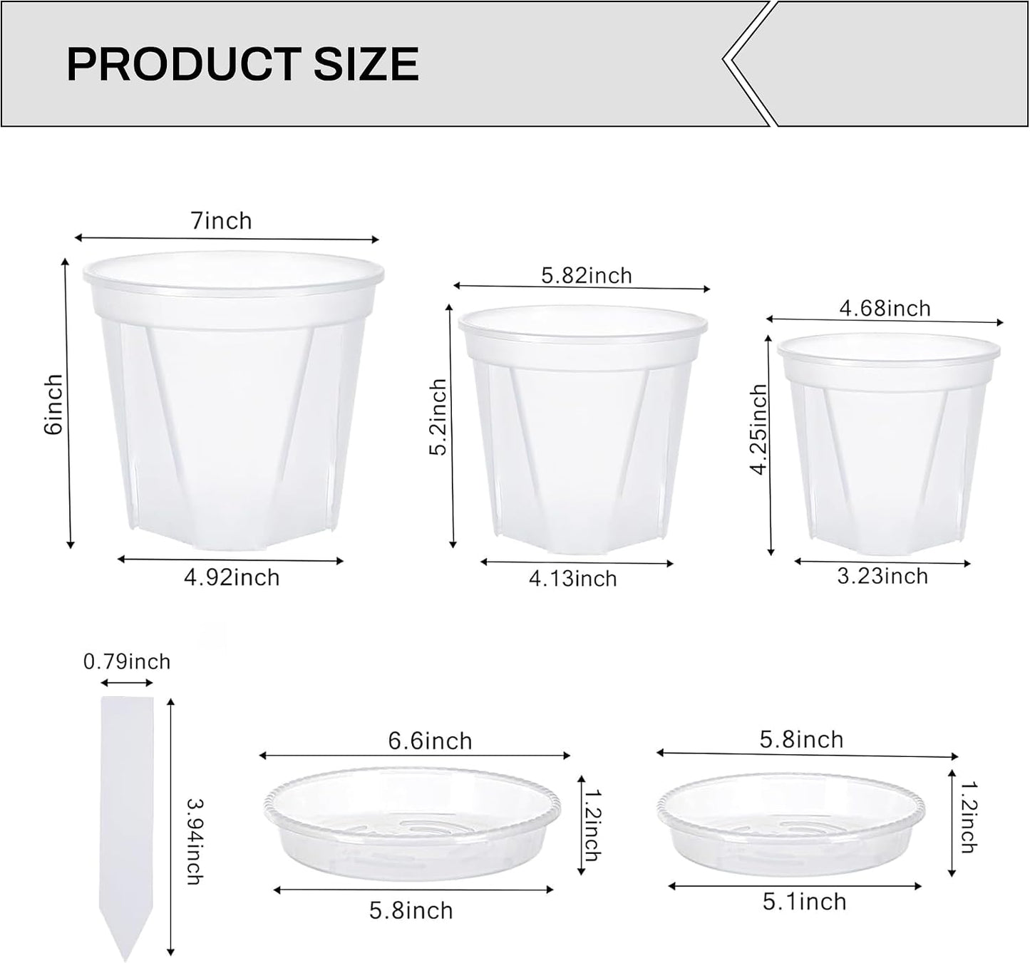 3 Pzas Macetas Transparentes con Drenaje para Jardín
