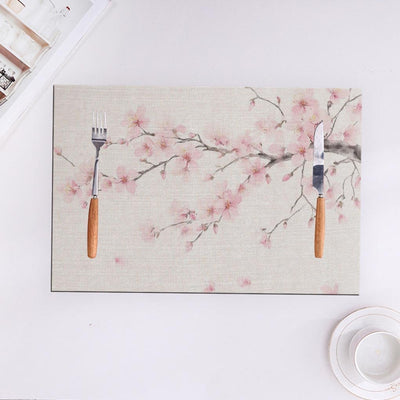 Manteles individuales Sakura con ramas de cerezo y flores sin costuras resistente al calor