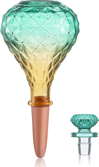 Globos riego 12oz vidrio verde con estacas terracota