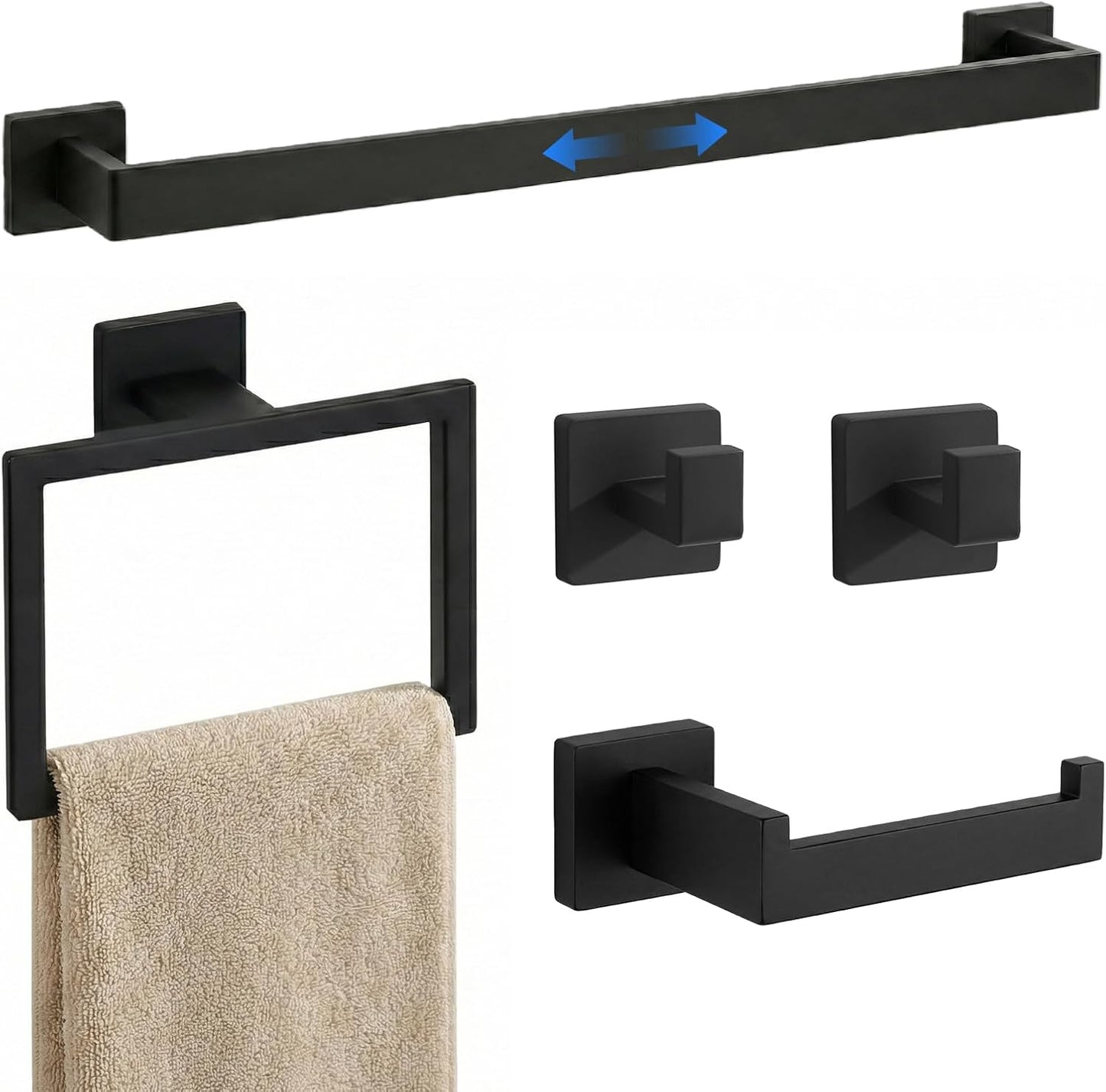 Juego 5 accesorios baño acero inox 24pulg