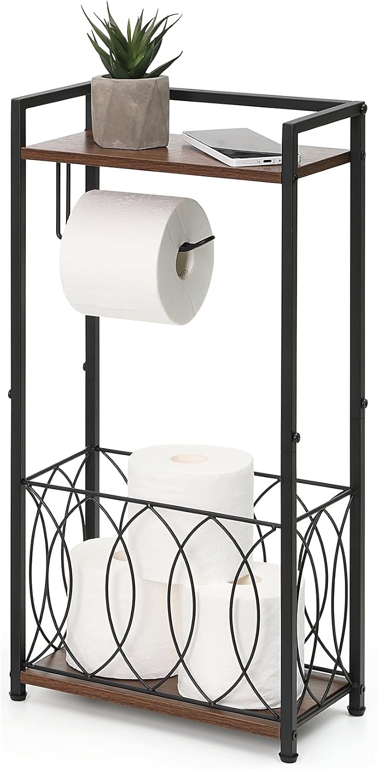 Soporte papel higiénico con estante baño multiusos negro