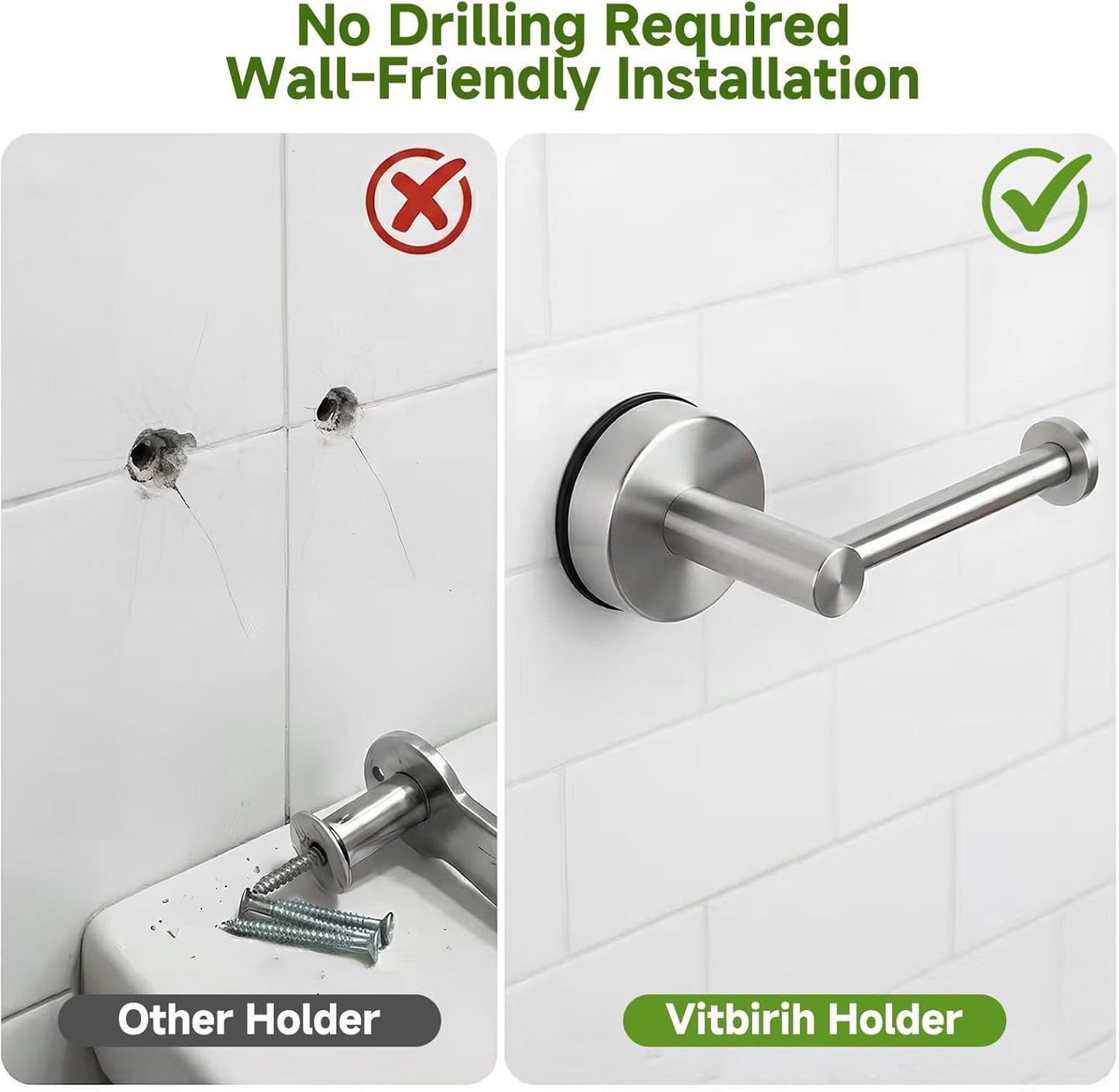 Portarrollos acero inox ventosa base succión baño