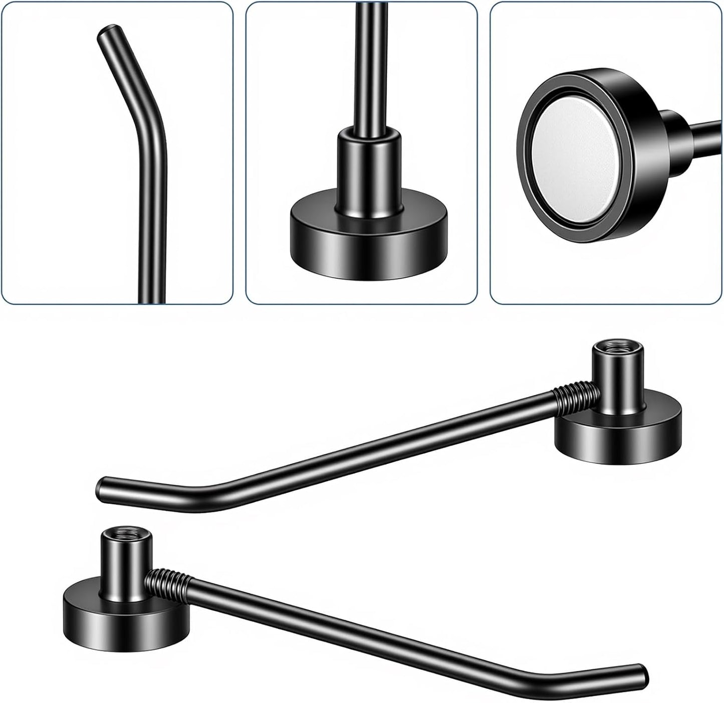 6 Ganchos Magnéticos Neodimio 2.6pulg Negro para Refrigerador