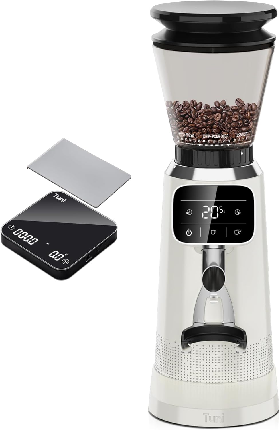 Molinillo café con rebabas cónicas marfil G2 digital negra
