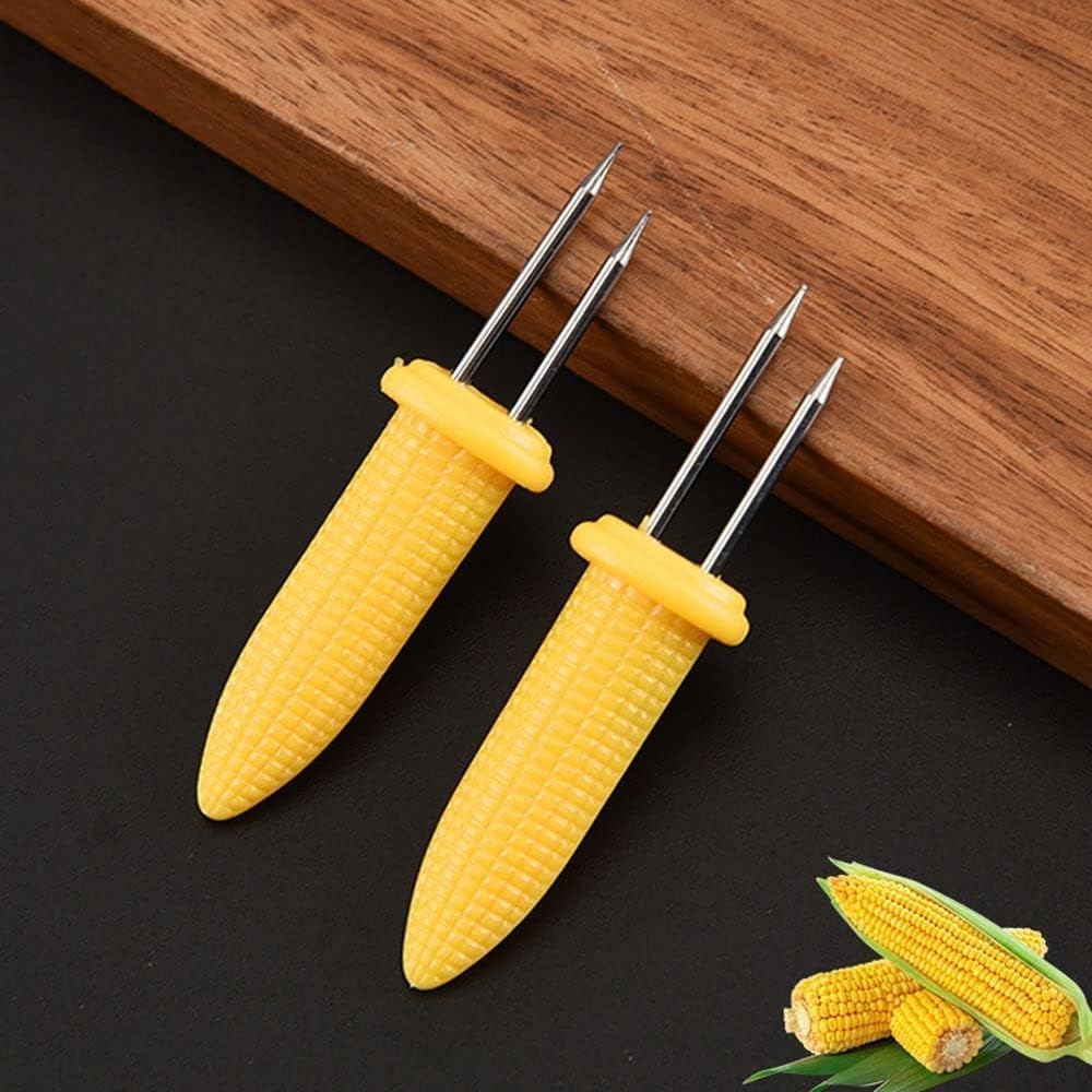 10 Soportes Maíz Acero Inox Barbacoa Tenedor Brochetas