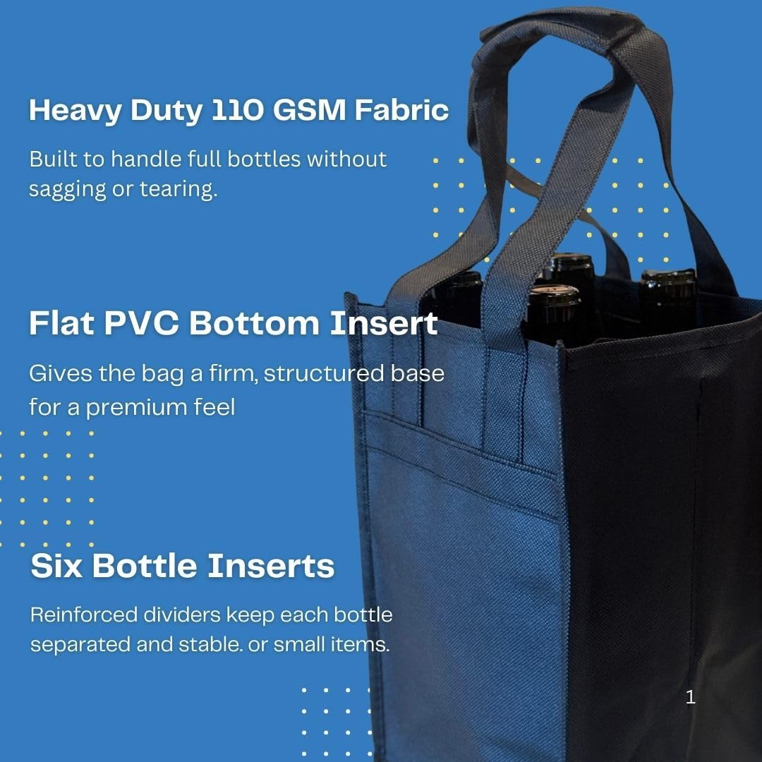Paquete de 2 bolsas de vino con divisores y 4 portabotellas reutilizables