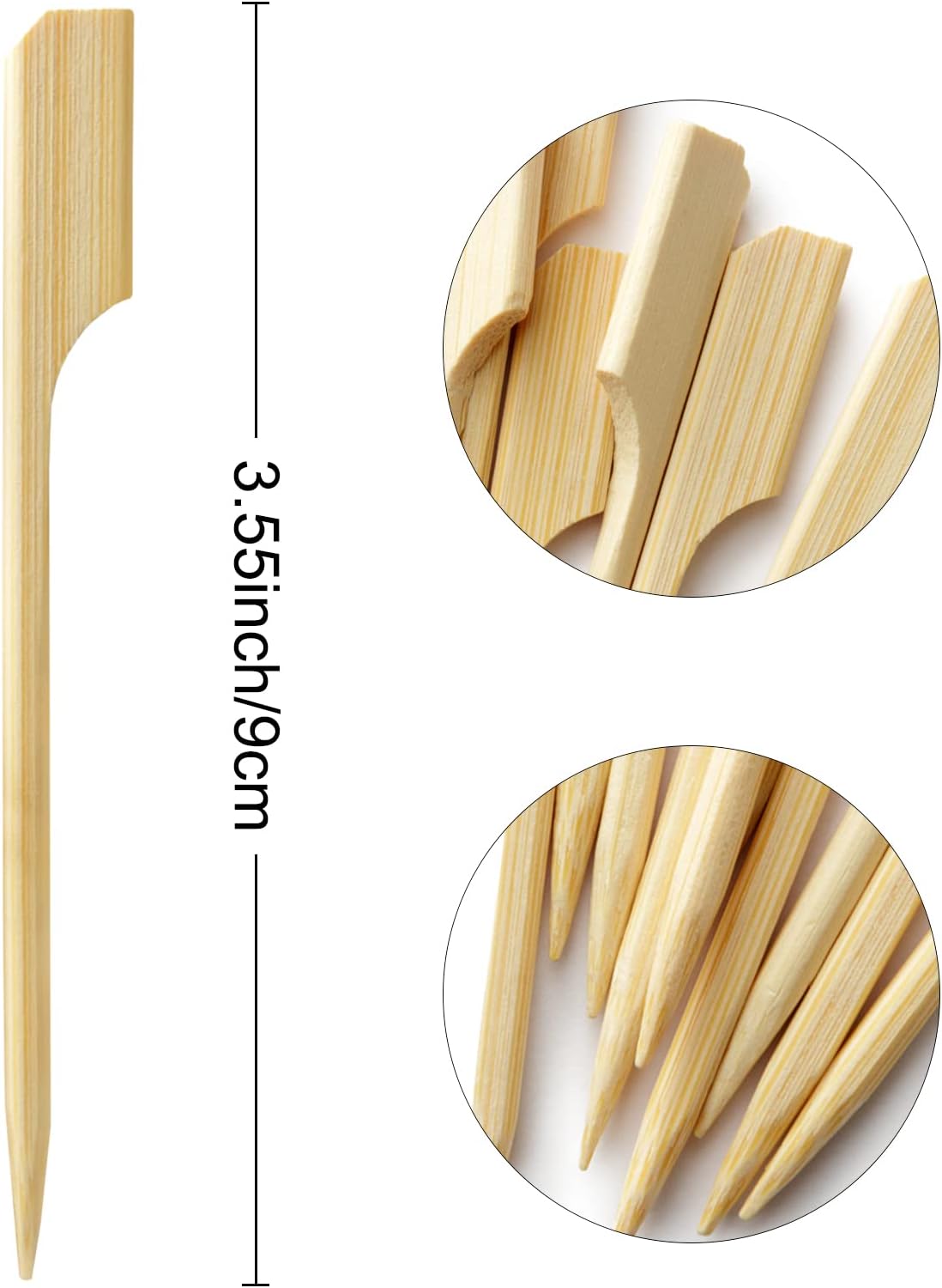300 Palillos Bambú 3.5pulg para Frutas Pollo Fondue