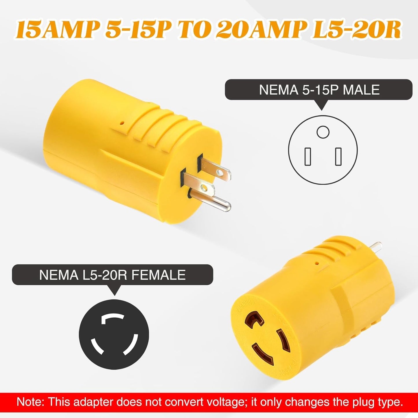 Adaptador bomba piscina 15A a 20A NEMA 5-15P a L5-20R