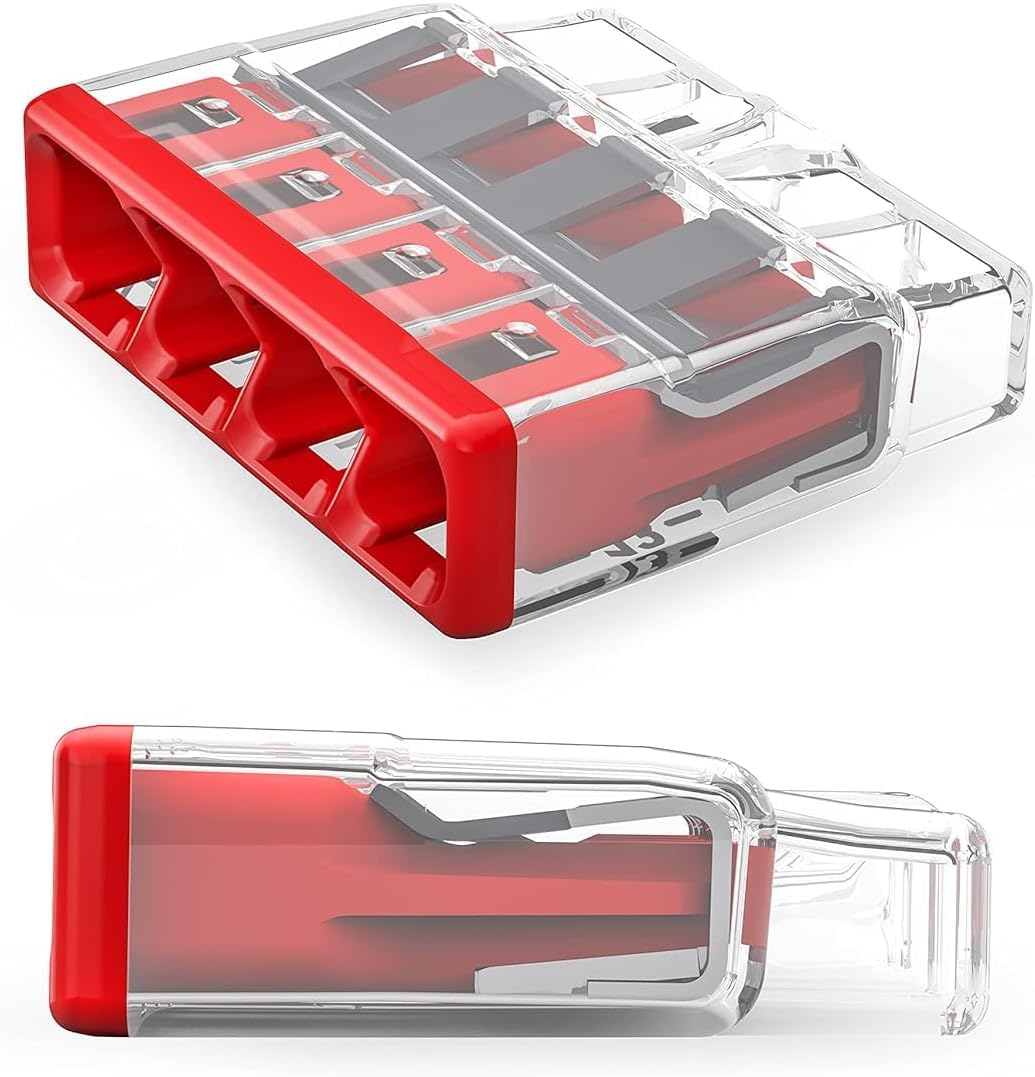 Conector Pushwire 4 conductores cubierta roja 200 pzas