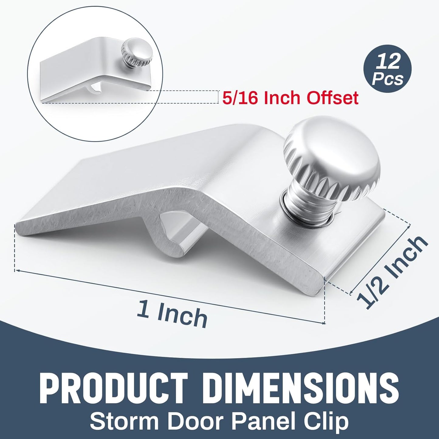 12 Clips Aluminio para Puerta Tormenta 5/16pulg Plateado
