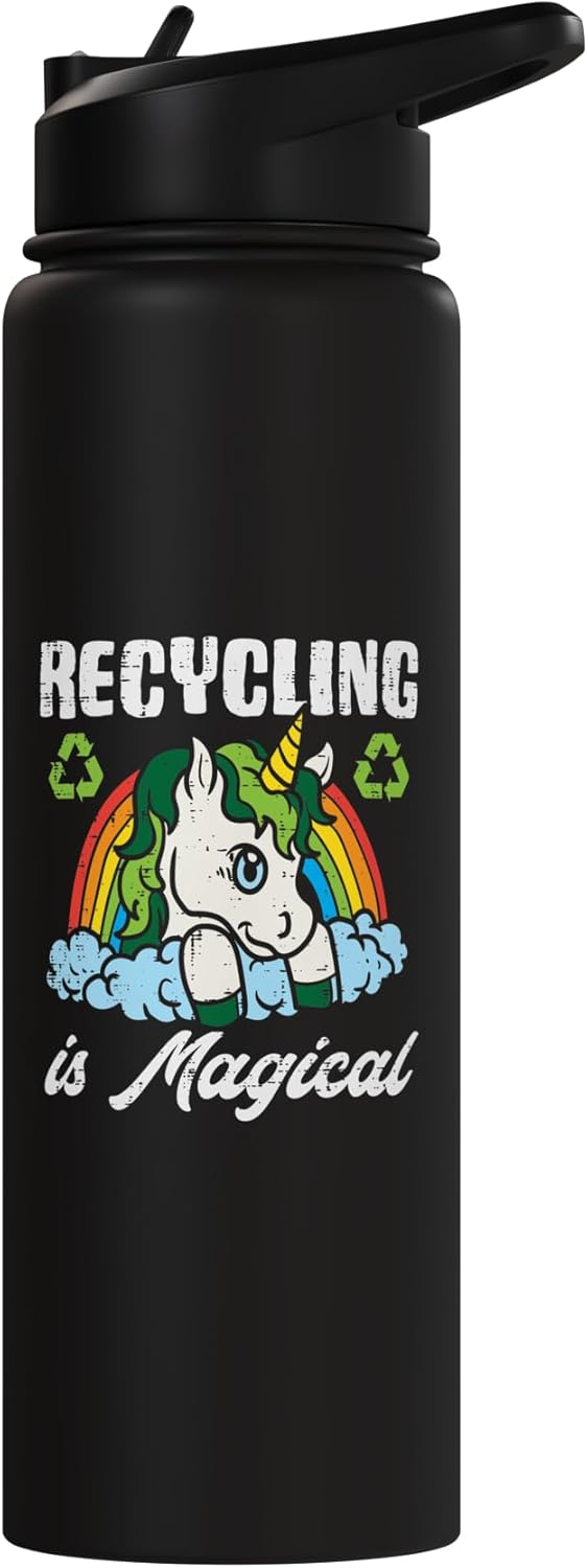 Botella de agua acero inoxidable aislada unicornio día de la tierra