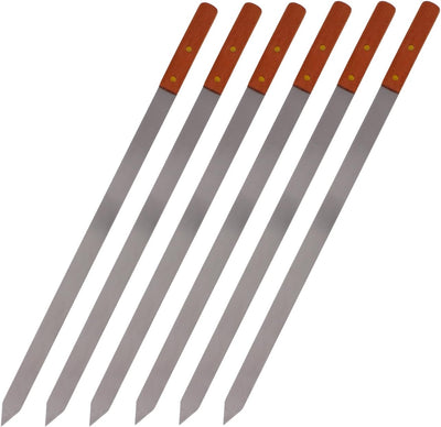 Brochetas acero inox mango madera para shish kebab grill turco
