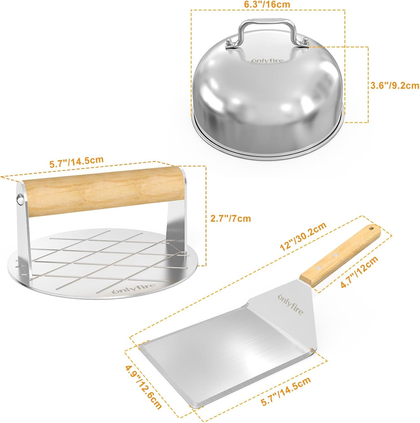 Kit accesorios parrilla 4 pzas cubierta 6pulg espátula teppanyaki