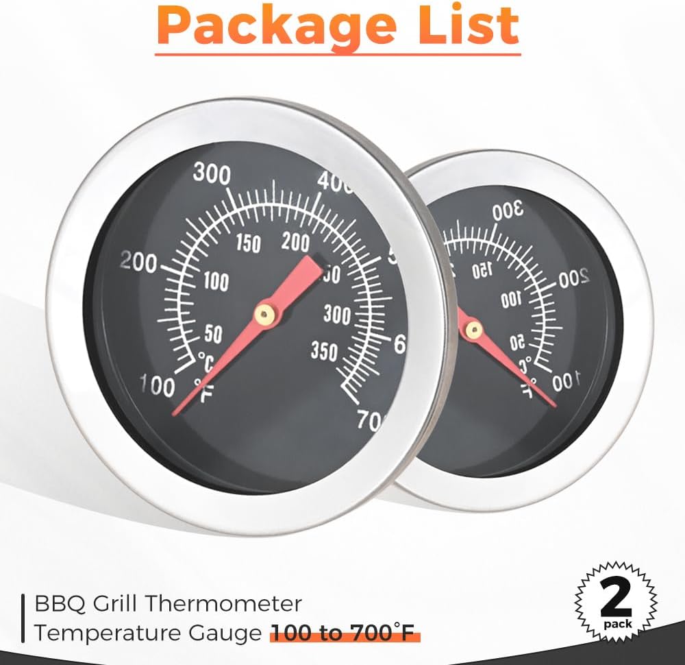 2 Termómetros Barbacoa 2pulg 100-700°F Repuesto Chargriller 5050