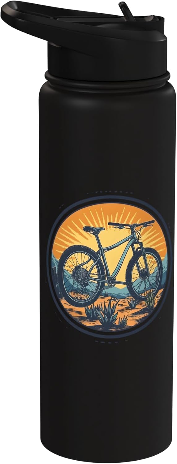 Botella de agua aislada de acero inoxidable ciclista artística
