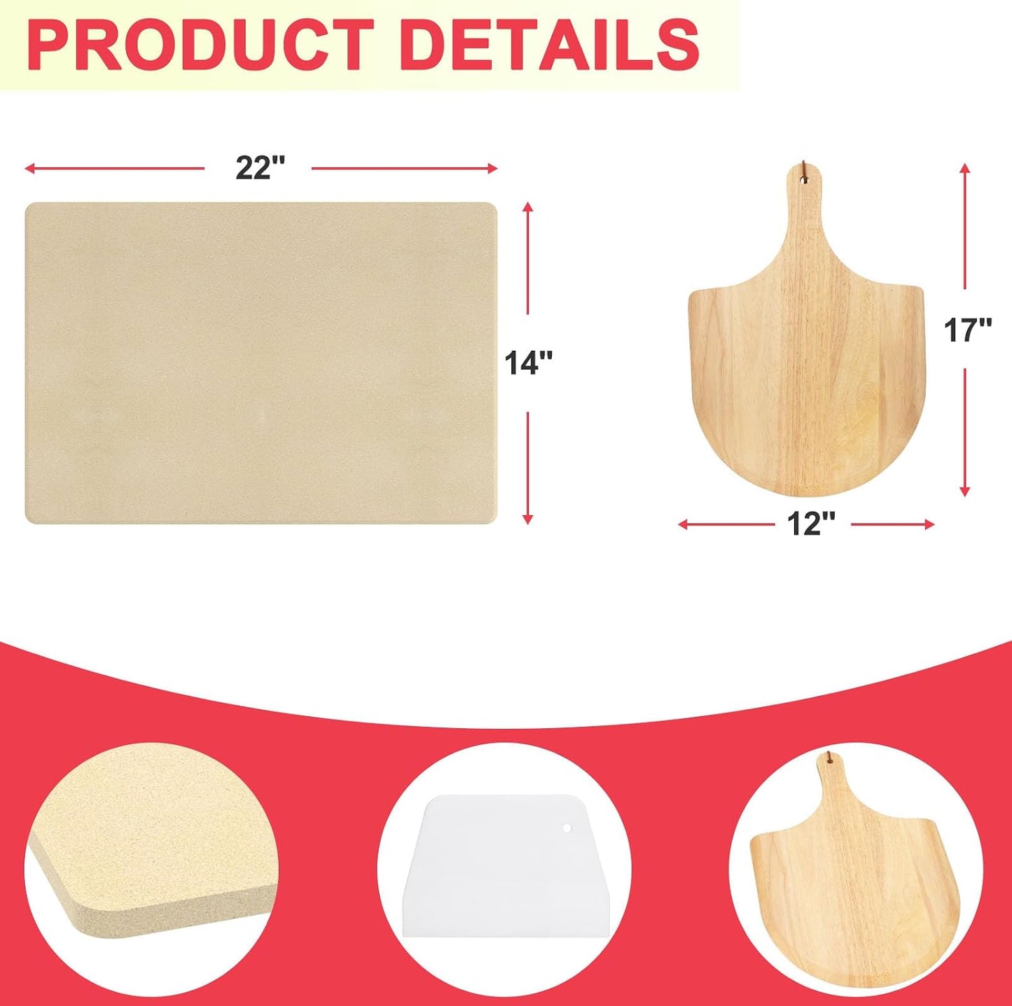 Piedra pizza universal 22x14pulg cordierita rectangular