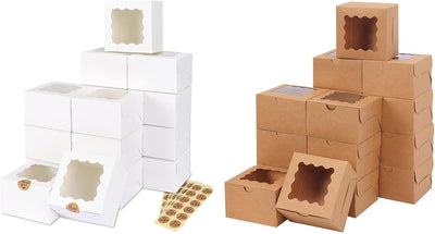 Caja de galletas Moretoes 50uds 4x4x2.5 pulgadas blancas y marrones para dulces