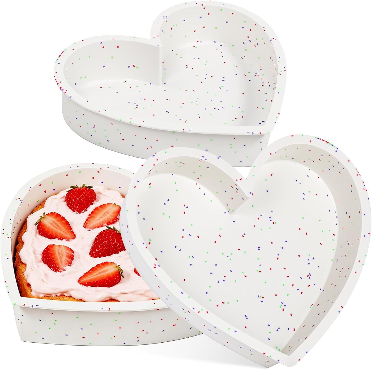 Set 2 Molde Corazón Silicón 10pulg para Hornear