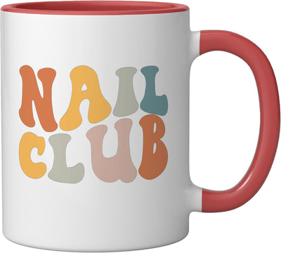 Taza cerámica para uñas Nail Club roja/blanca