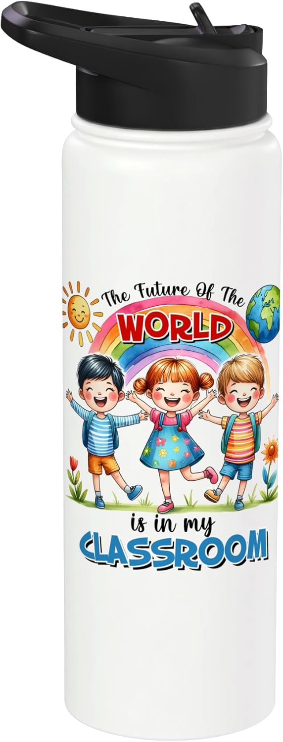 Botella de agua acero inoxidable aislada para profesores