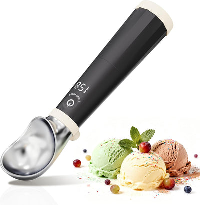 Scooper de helado eléctrico recargable con display LED 158℉ negro