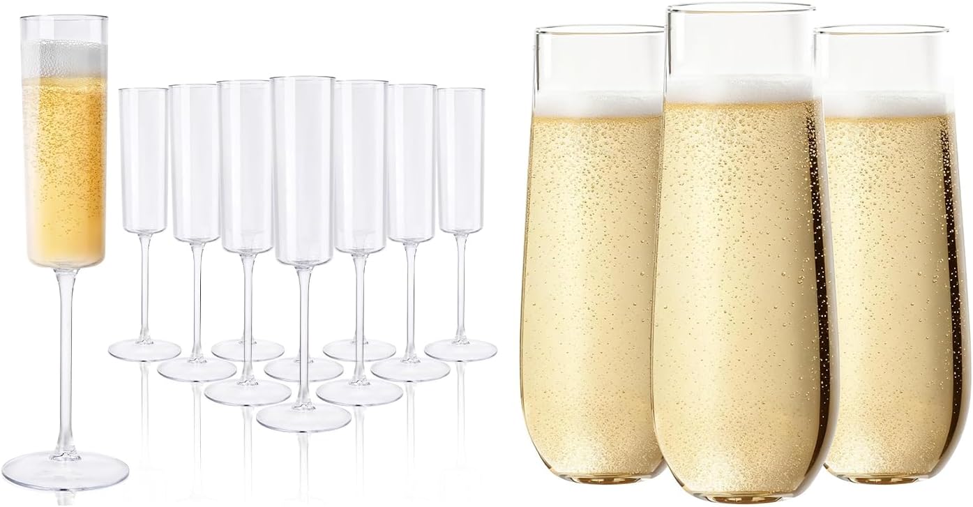 Pack 36+48 Copas Champán Plástico Fiestas Bodas Piscina