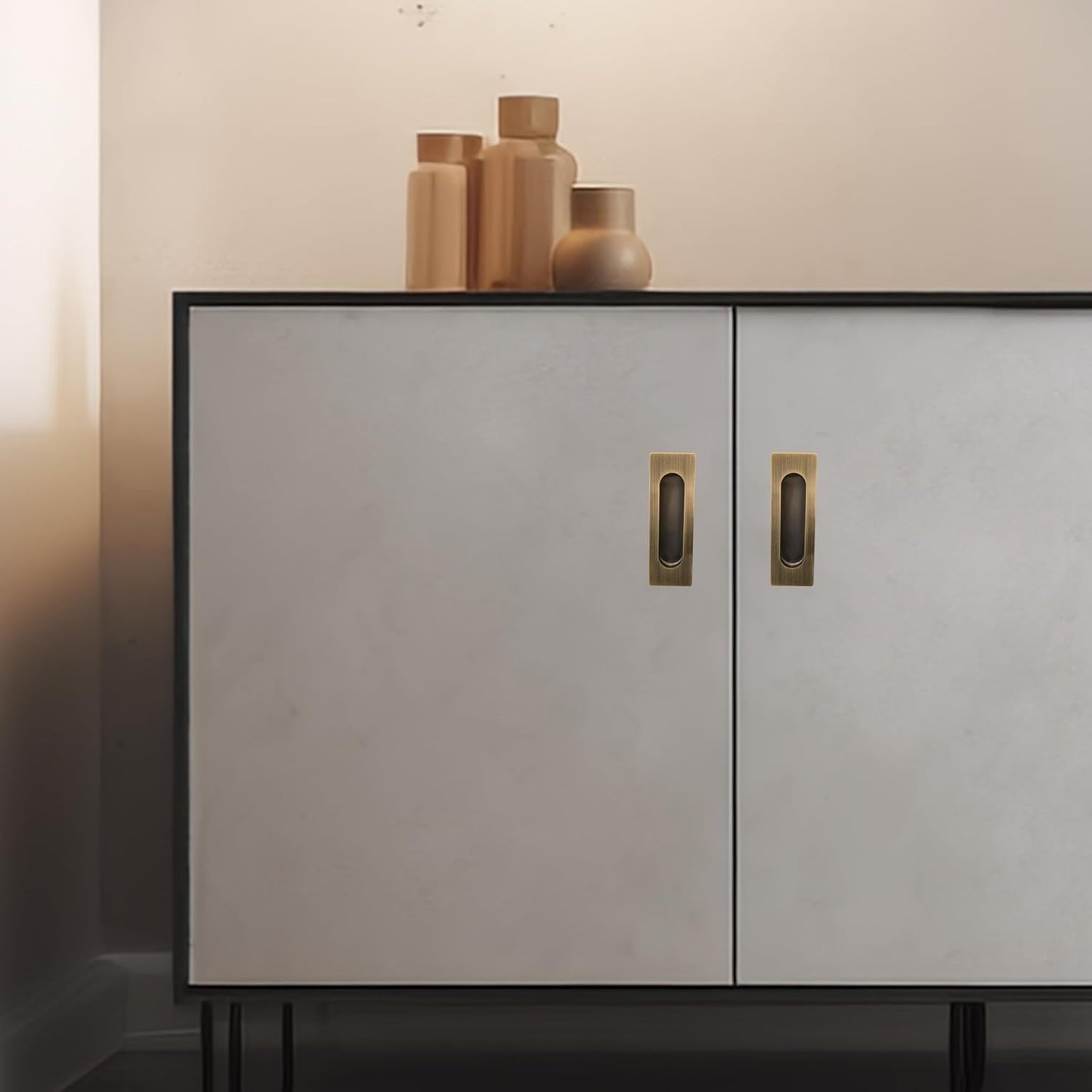 Manijas puerta ovaladas bronce acero inox cepillado set 4