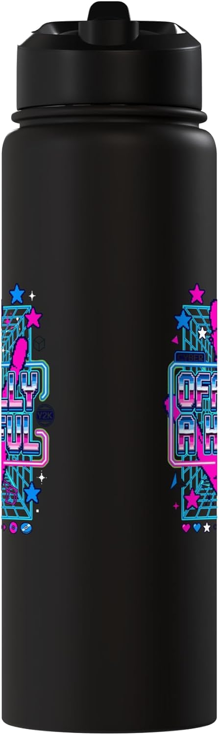 Botella de agua acero inoxidable aislada estilo retro Y2K