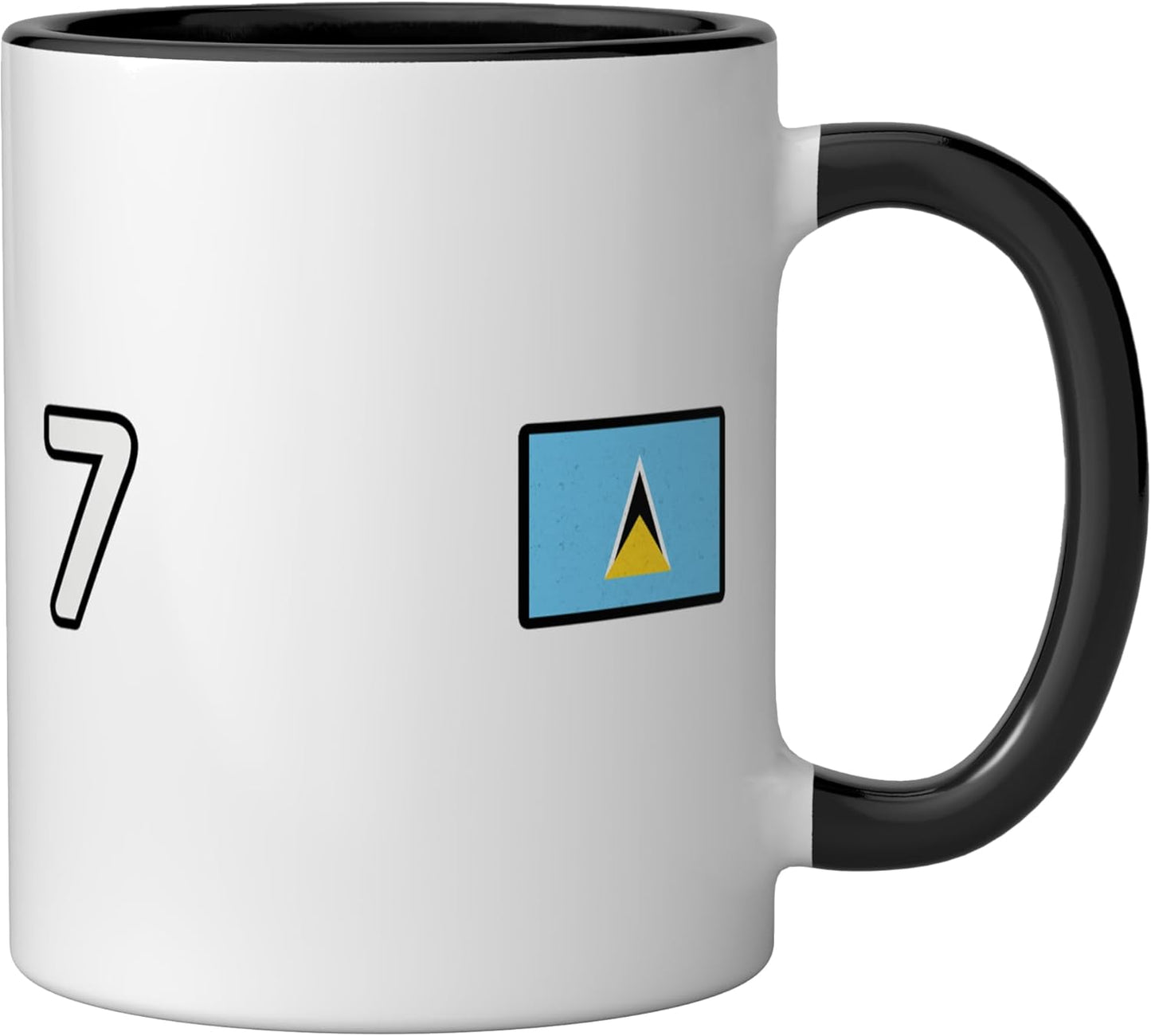 Taza Cerámica Bandera Saint Lucia Número 7 Negro/Blanco