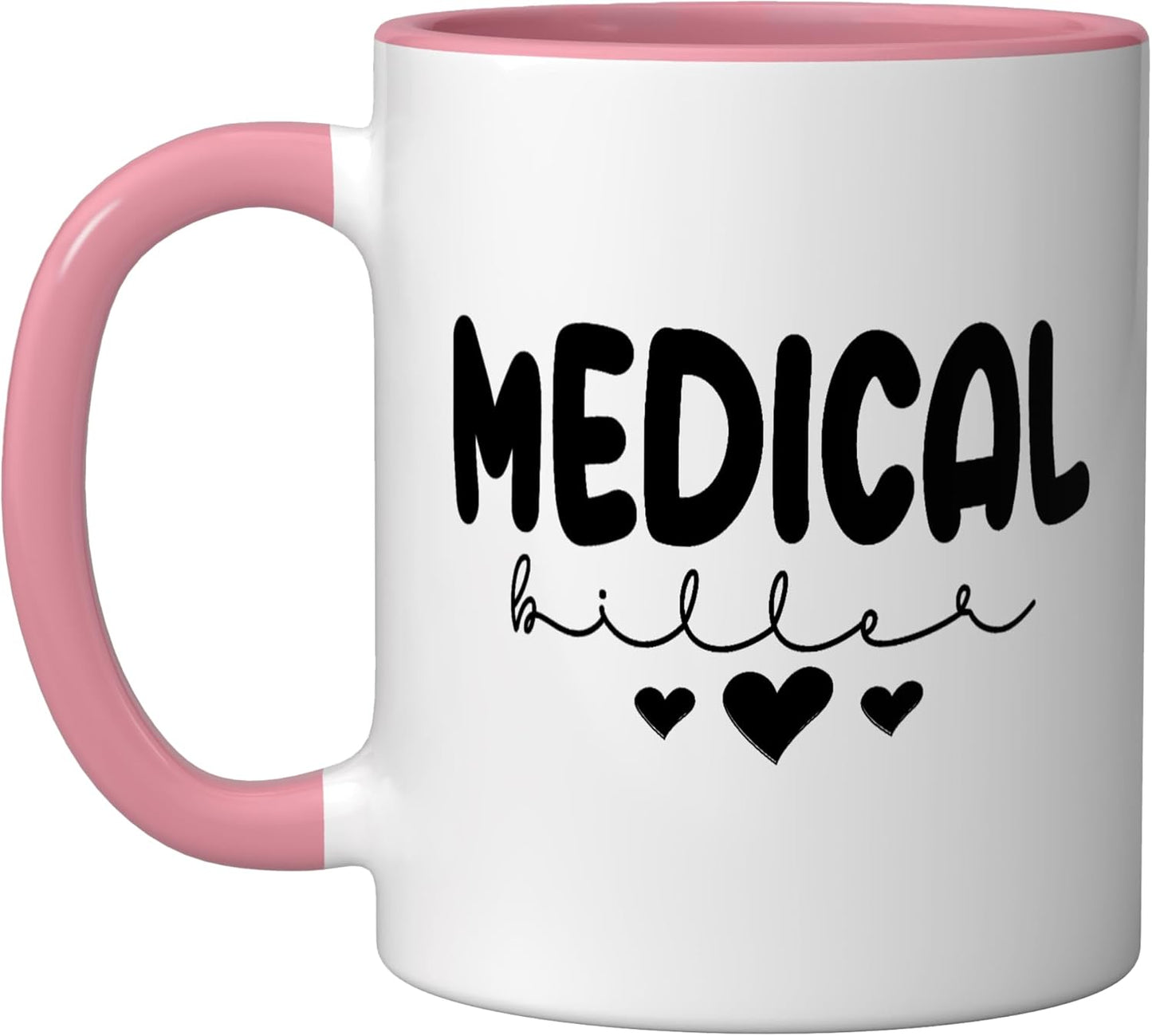 Taza cerámica para medical biller corazón rosa/blanco