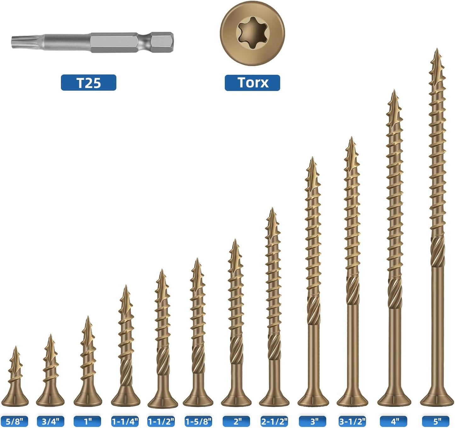 Tornillos deck bronce torx T25 resistentes a la corrosión 87uds