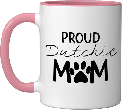 Taza cerámica para amantes del perro Dutch Shepherd, rosa/blanco