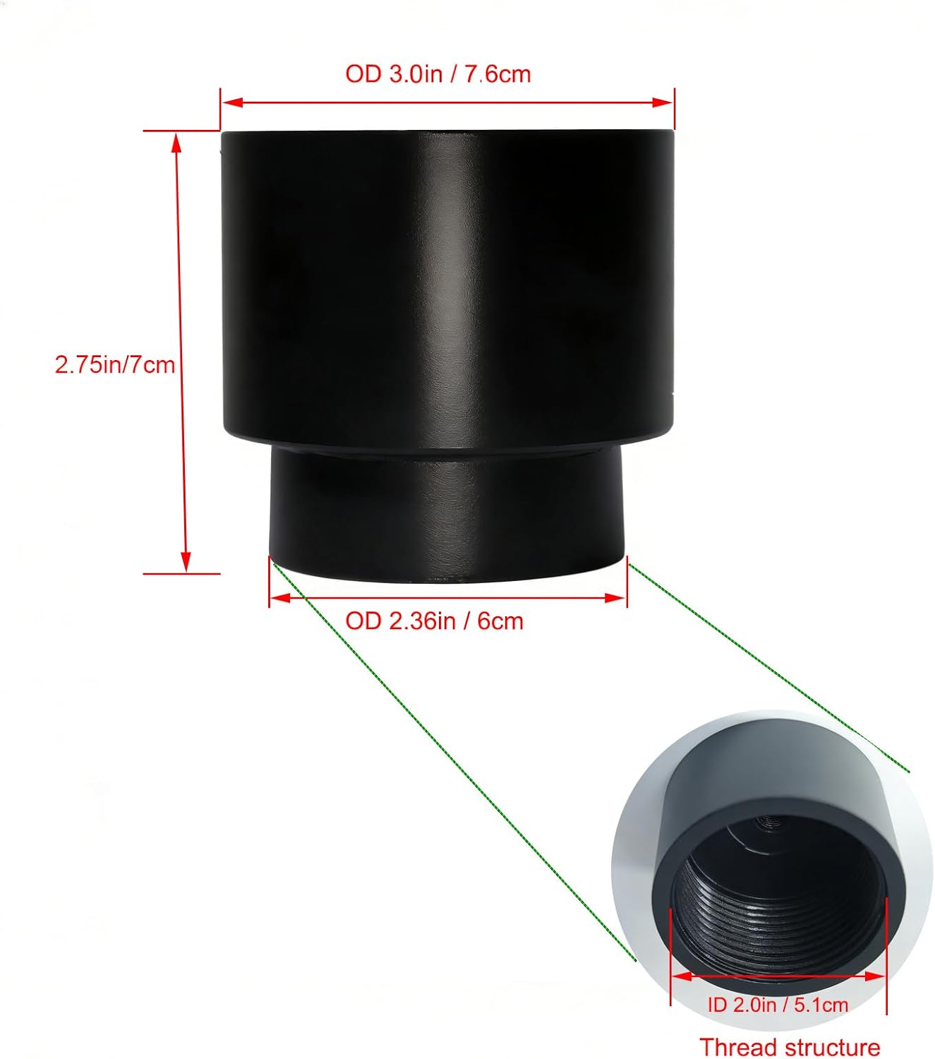 Adaptador deslizante 3pulg para poste lámpara aluminio