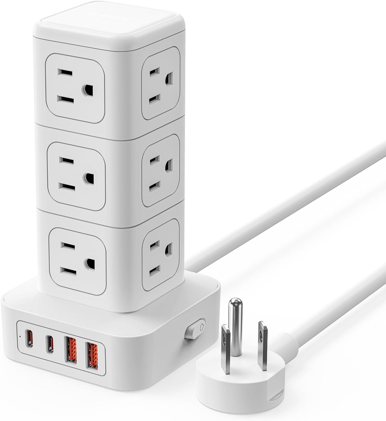 Regleta alimentación torre con sobretensiones 12 salidas CA 4 USB