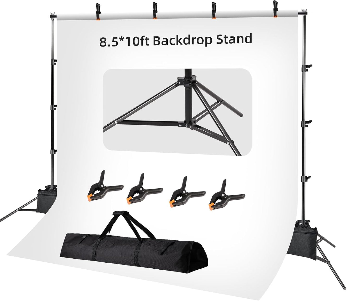 Soporte fondo 8.5x10ft ajustable 4 abrazaderas resorte