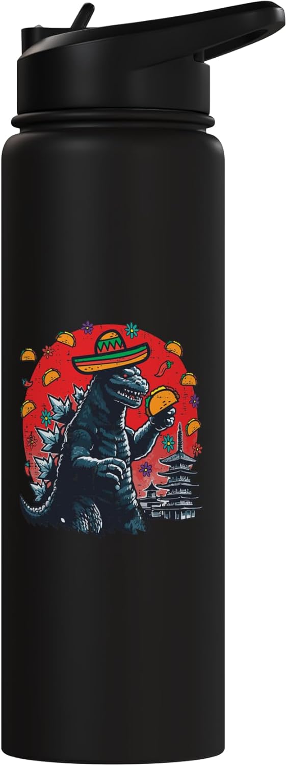 Botella agua acero inox aislada fiesta kaiju cinco de mayo