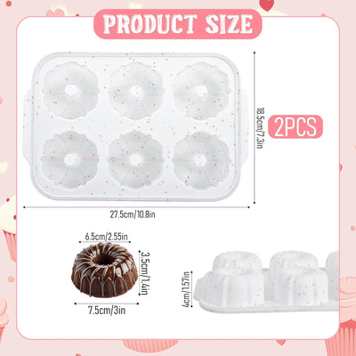 Mini moldes de tubo estriado con marco metálico antiadherente de silicona 6 cavidades para cupcakes y brownies