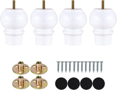 Set 4 Patas Muebles 4pulg Madera Perno M8