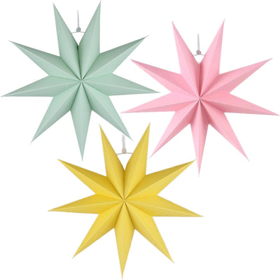 3 Pzas Estrella Papel Pascua 12pulg Colgante Decoración Hogar