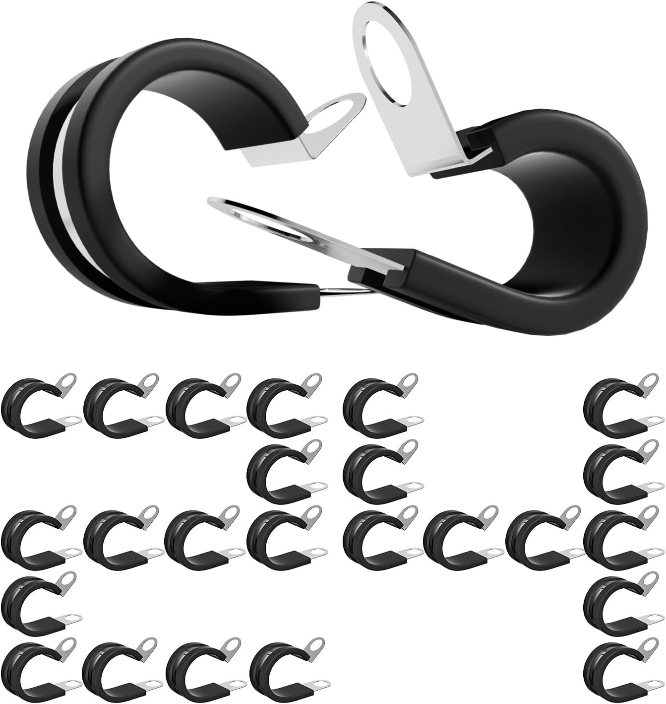 24 Abrazaderas Cable Acero Inox 1pulg Con Cojín Goma