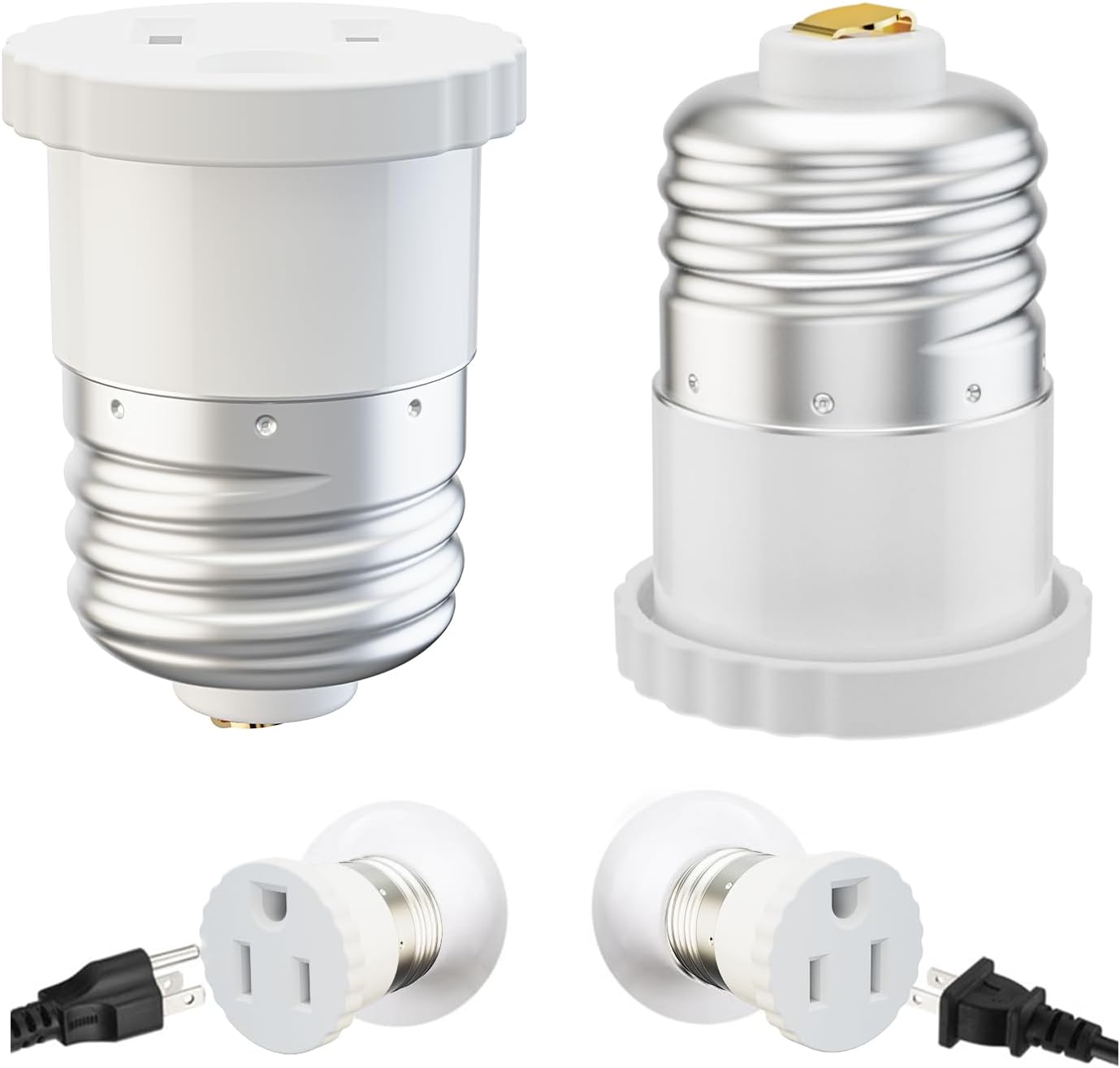 Pack 2 adaptador enchufe luz a enchufe salida blanco